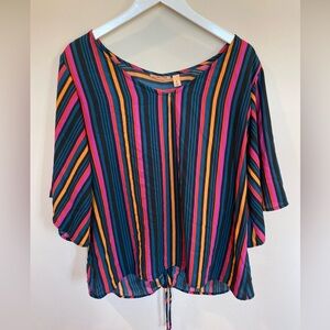 Willow & Root Stripped Chiffon Top Large Flowy Oversized